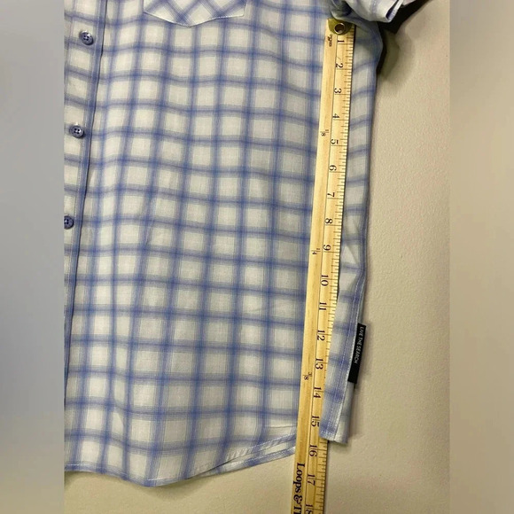 Rip Curl Mens short sleeve button down light blue white plaid size large L - Picture 6 of 9